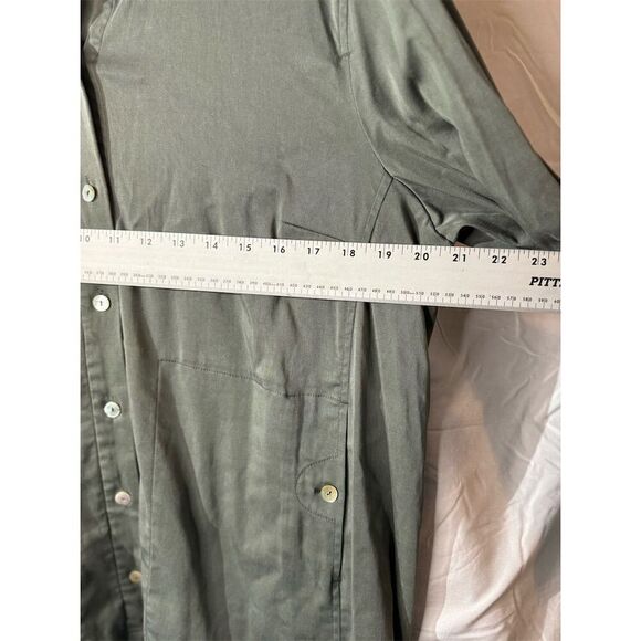 Soft Surroundings Green Tencel Cotton blend Roll Tab Sleeves Button Down Top XL - Picture 4 of 10